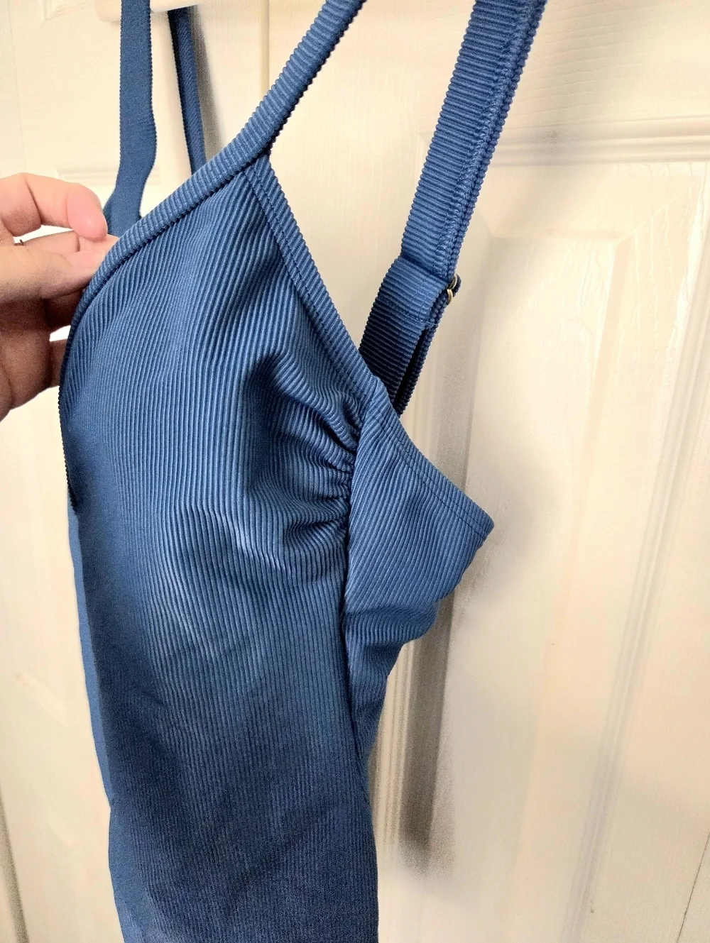 Kona Sol Teal Zip-Front Ribbed One-Piece Swimsuit